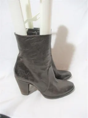 ALBERTO FERMANI 50TH ANNIVERSARY Limited Ed Leather High Heel Bootie Ankle Boot 37.5 BROWN