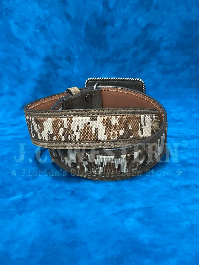 Ariat A1030844 Mens Digital Camo Belt With USA Flag Buckle Medium Brown