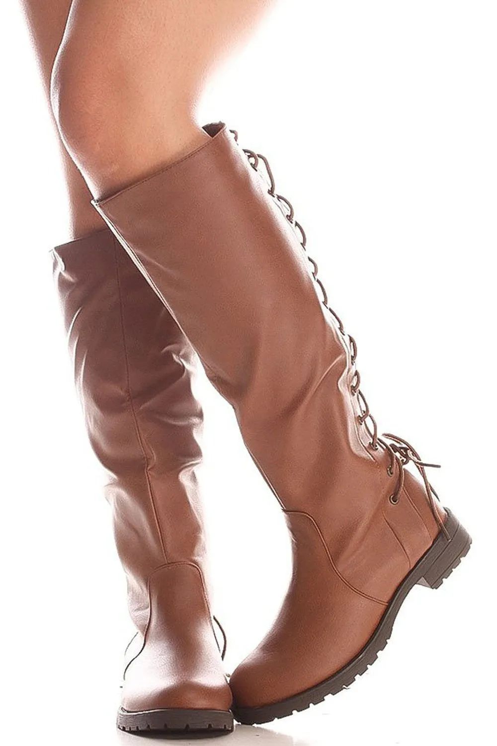 Back Lace Up Knee High Boots Winter Boots Womens Vegan