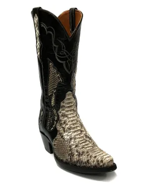 Black Jack 1444 Mens Python Snake Boots Natural