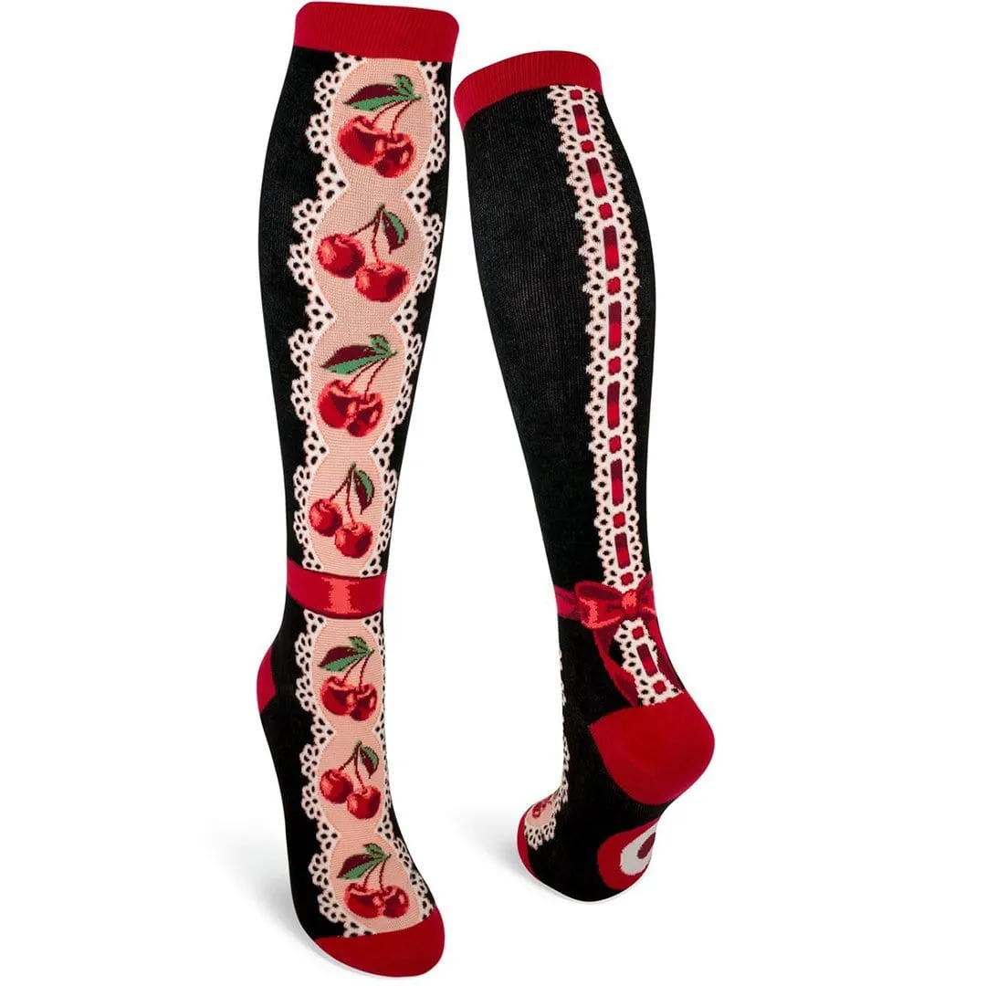 Cherries Women's Knee High Sock