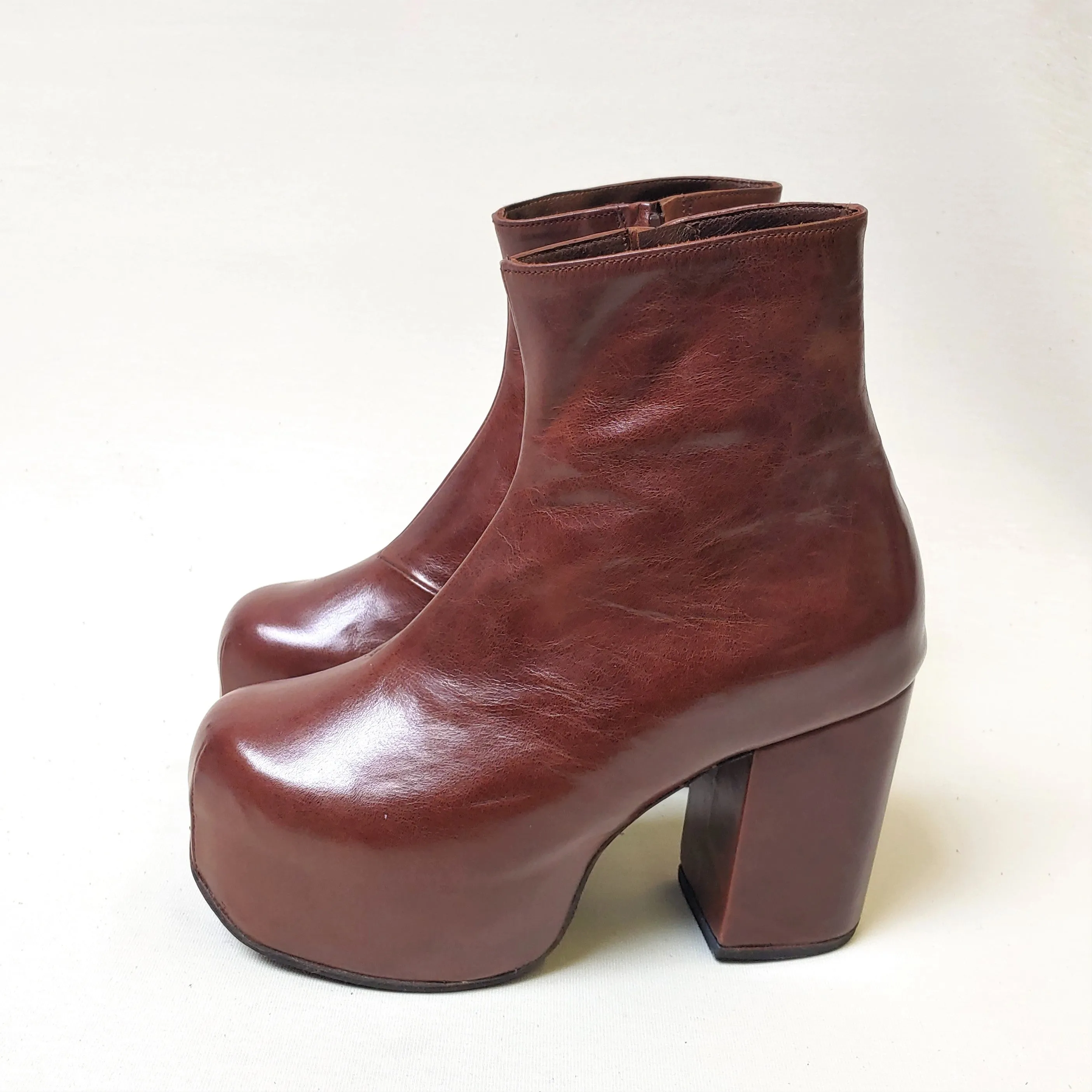 Chestnut Brown Platform Ankle Boots