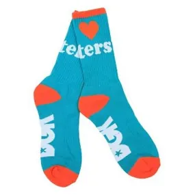 DGK Skateboards I Love Haters Socks, Teal/Orange