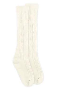 Ivory cable knit knee high sock