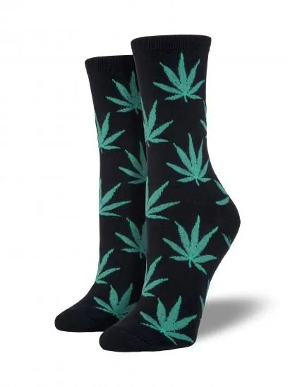 Ladies Pot Leaves Graphic Socks