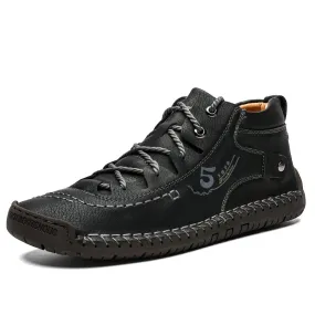 Men's Hand Stitched Lace up Walking Casual Ankle Boots | 9926