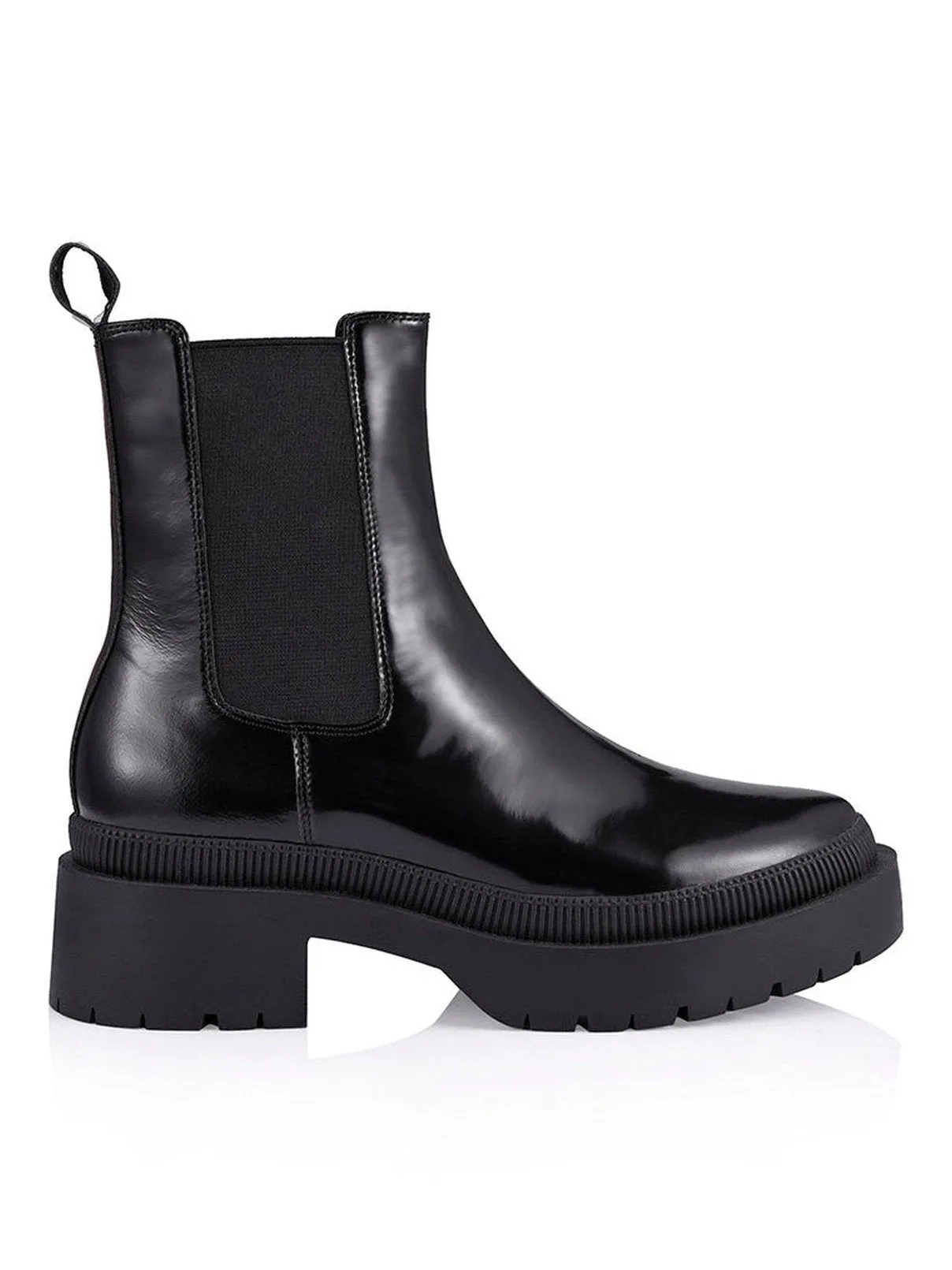 Orielly Combat Chunky Boots - Black Box Kid Leather