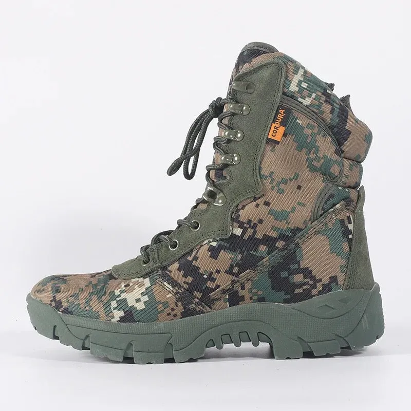 Outdoor Training Camouflage Men’s Shoes Army Combat Boots With Side Zipper |Q3-1