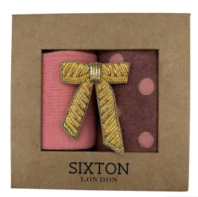 Porto pink and Barcelona sock box duo with pin