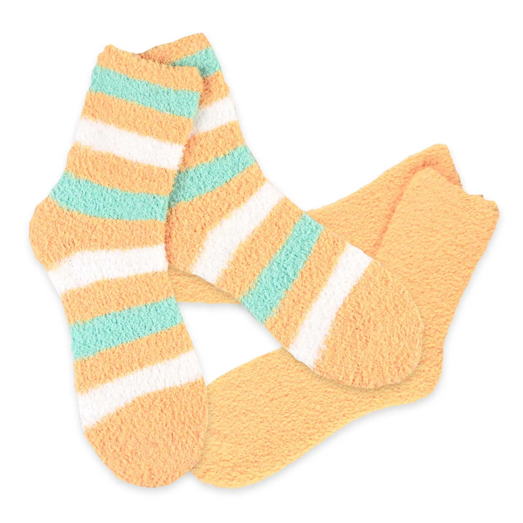 TeeHee Socks Women's Fuzzy Polyester Crew Peach 2-Pack (11191)