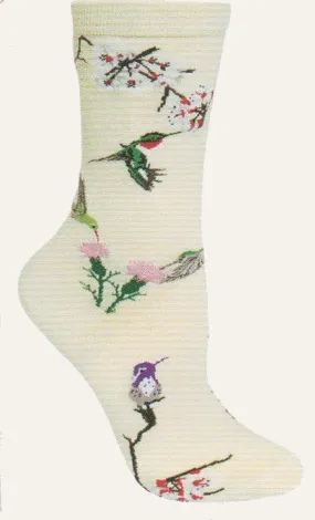 Wheel House Designs Hummingbirds on Natural Novelty Socks